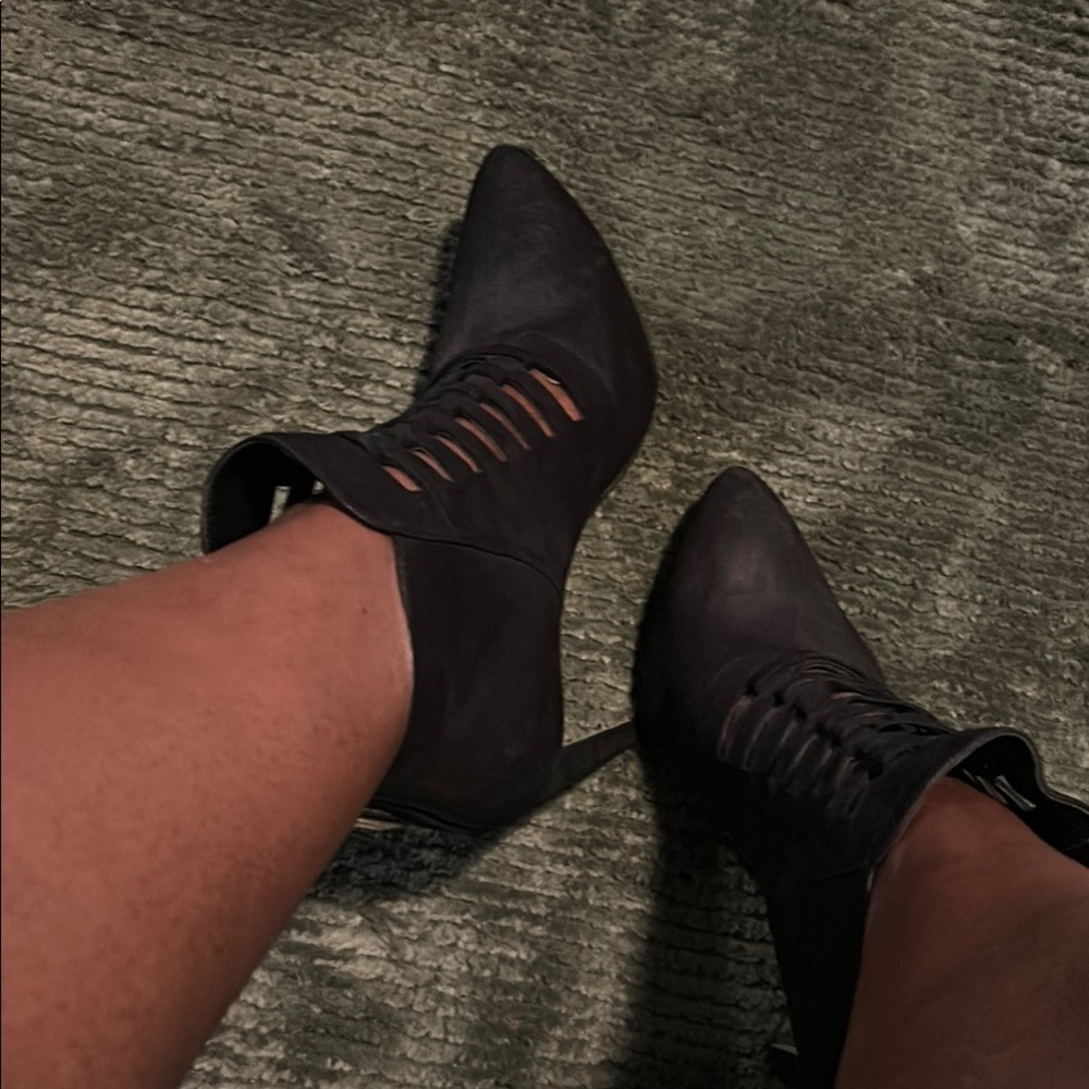 BCBGeneration Black Heeled Boots with Cutout Design